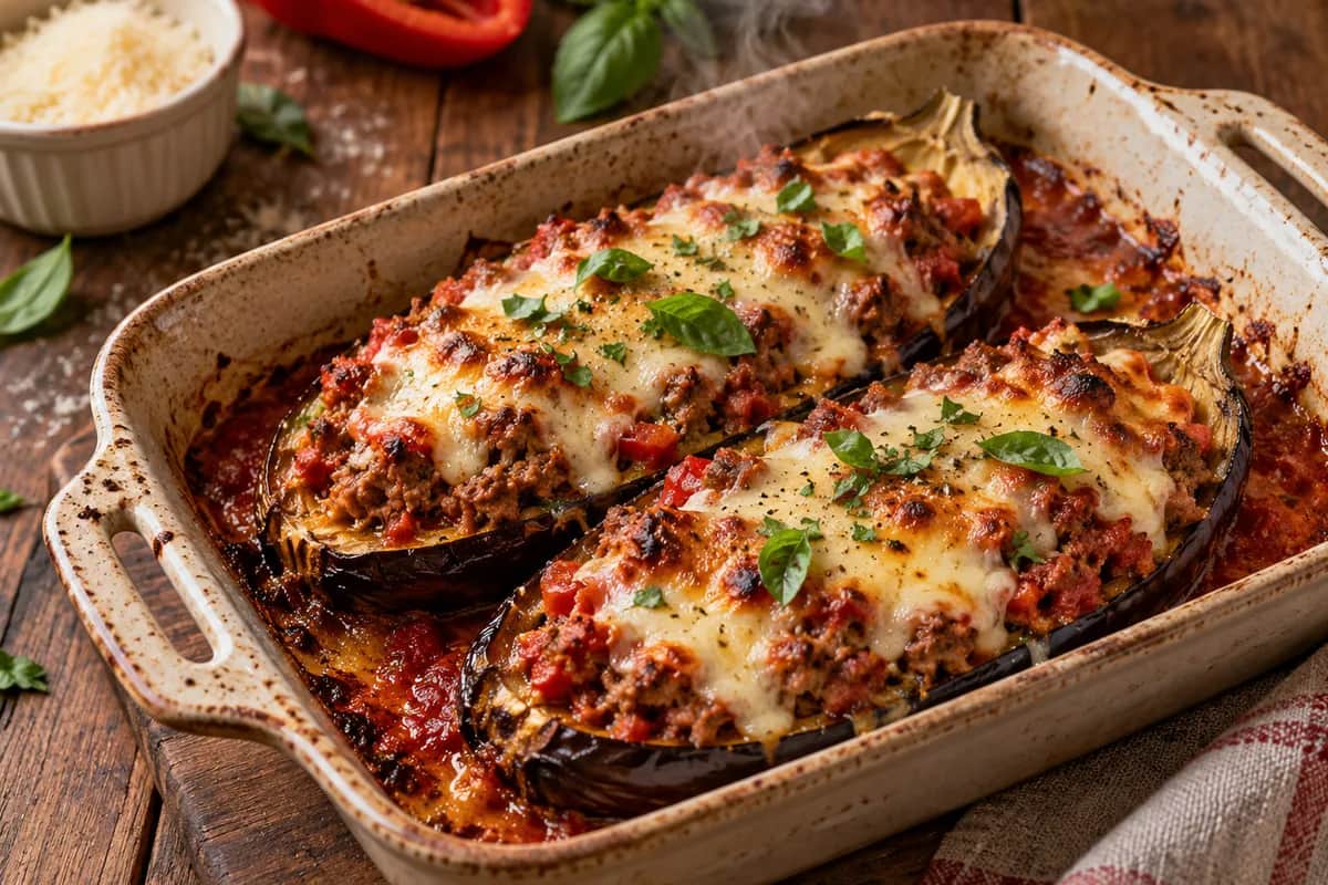 Imagen de Barquitos de berenjena al horno
