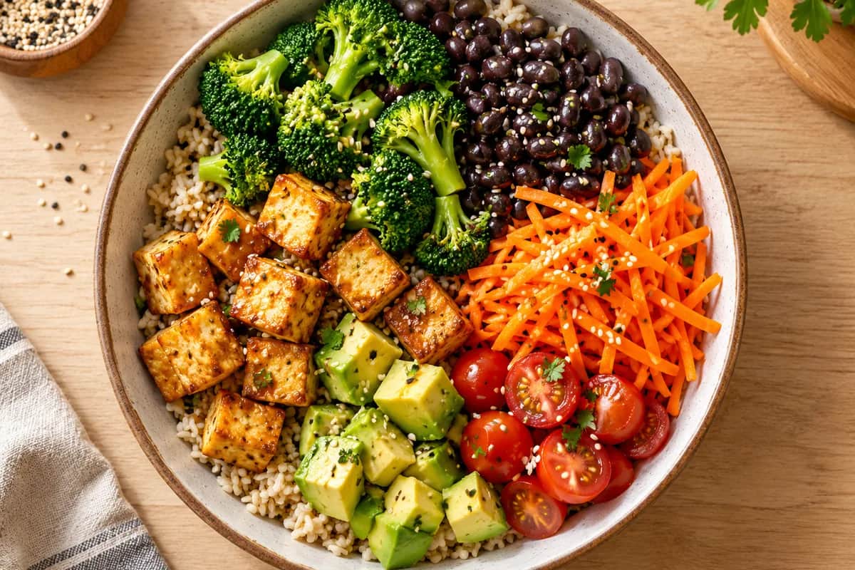 Imagen de Buddha Bowl saludable con tofu horneado
