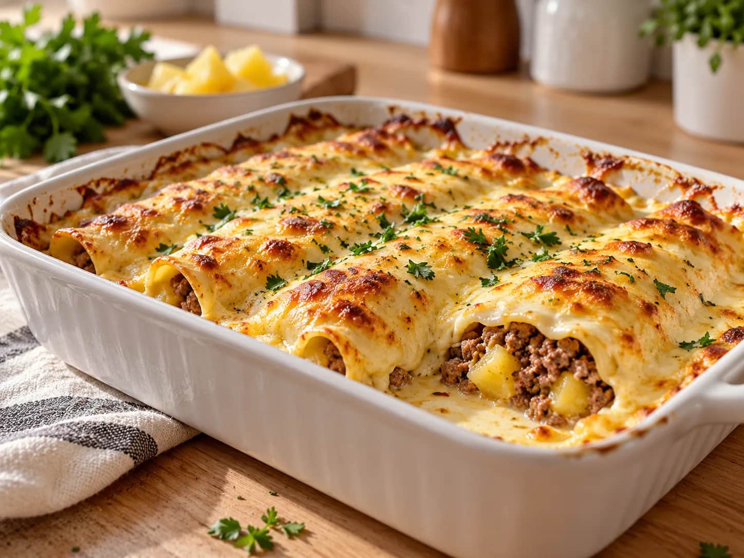 Imagen de Canelones de carne molida y piña
