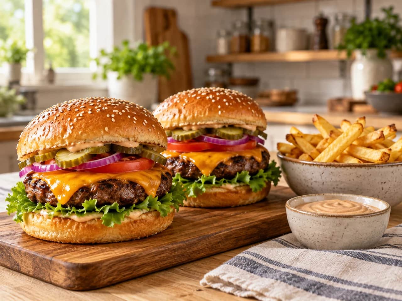 Imagen de Hamburguesas caseras jugosas: receta fácil en sartén con queso cheddar