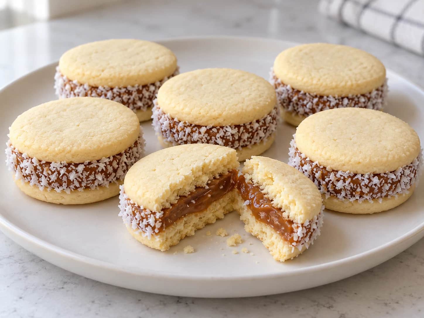Imagen de Alfajores de maicena con dulce de leche y coco