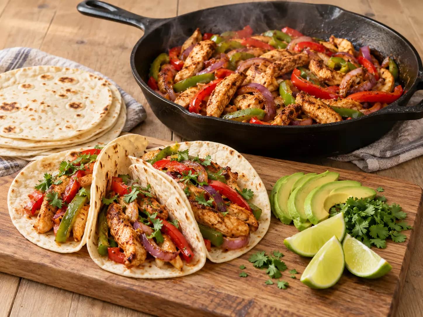Imagen de Fajitas mexicanas de pollo con pimientos y cebolla
