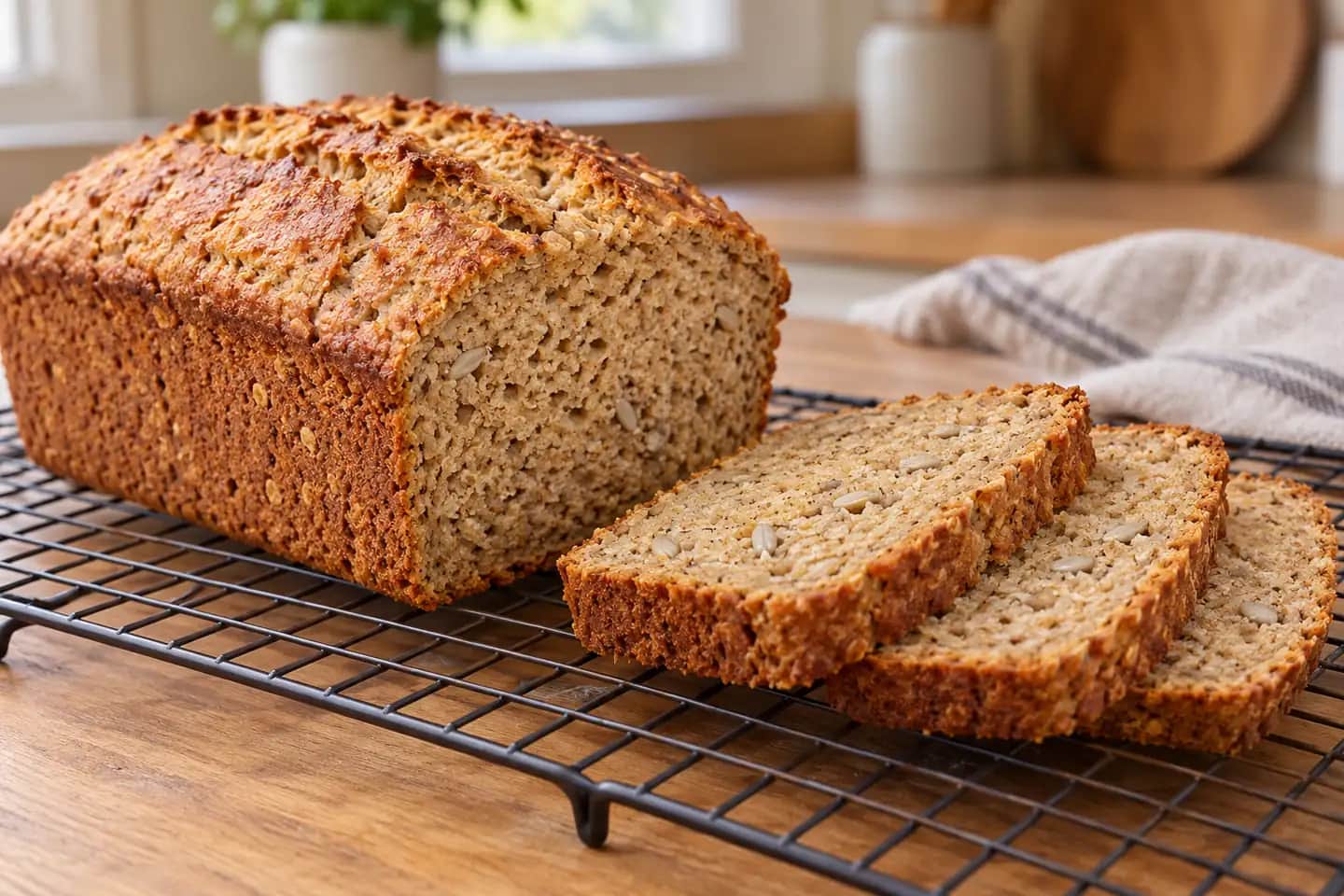 Imagen de Pan de avena casero con miel y semillas