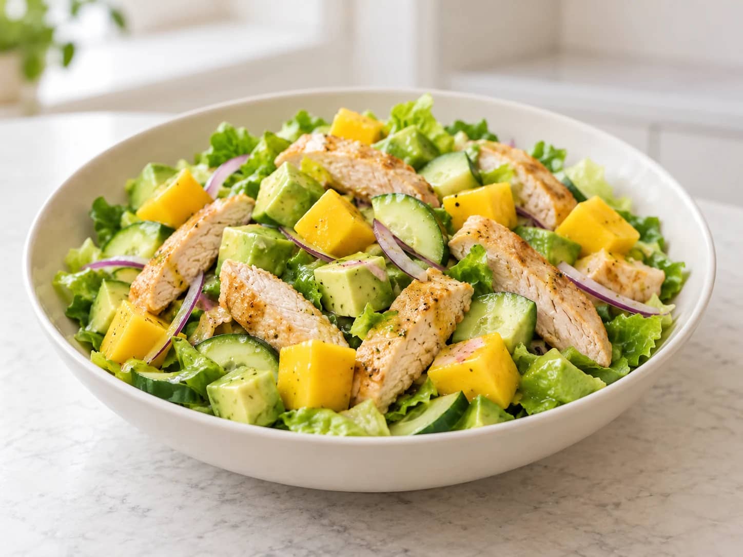 Image of Chicken salad with avocado and mango