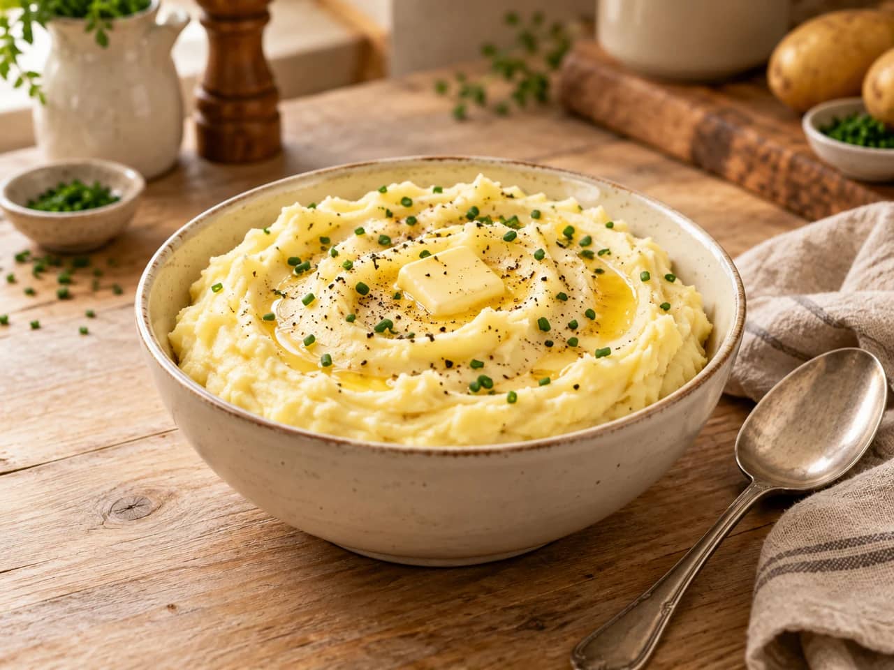 Imagen de Puré de papa cremoso casero: receta fácil con mantequilla y leche