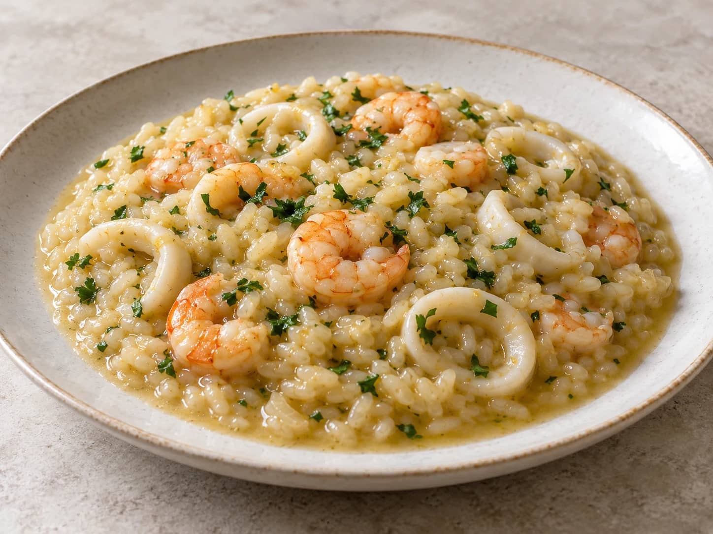 Bild von Meeresfrüchterisotto mit Garnelen und Tintenfisch