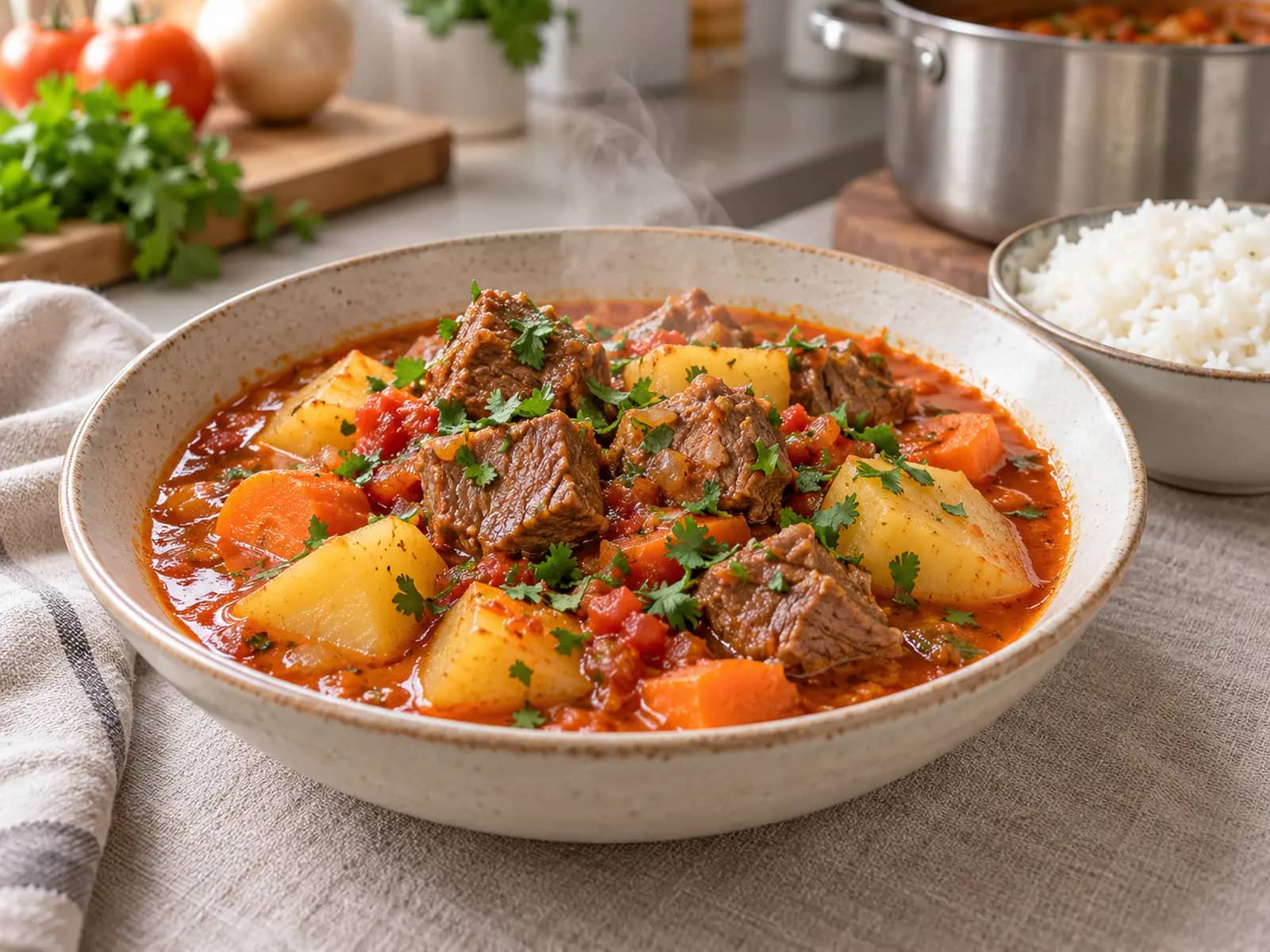 Bild von Sudado de carne: Rindfleischeintopf mit Kartoffeln und Gemüse