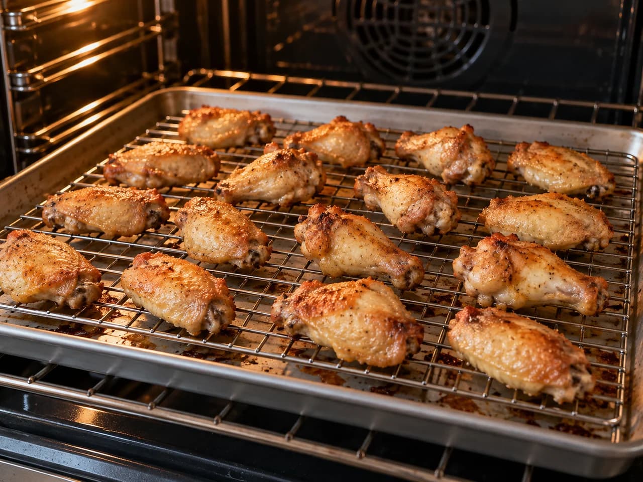 Asinhas de frango BBQ no forno com molho de tomate: Asse a primeira face