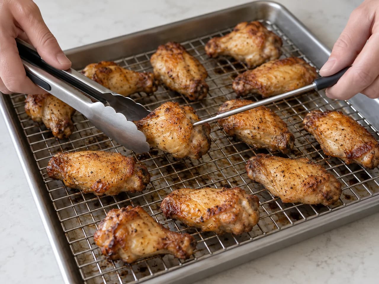 Asinhas de frango BBQ no forno com molho de tomate: Vire e confira o interior