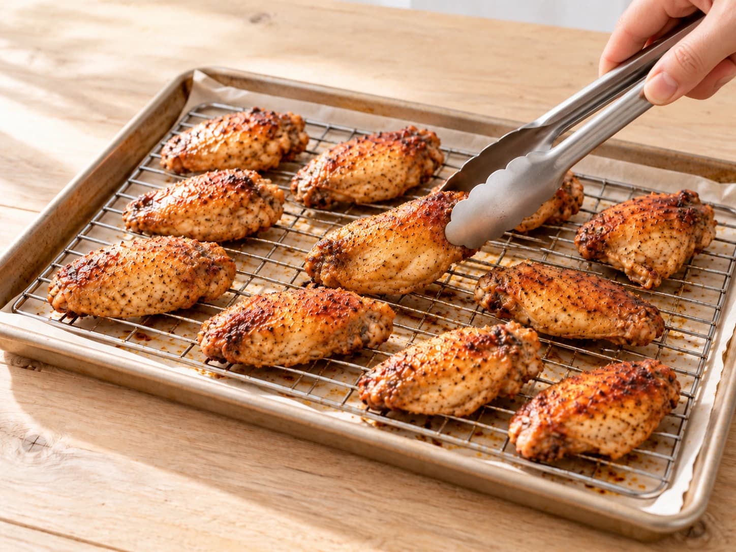 Baked Chicken Wings: Flip them