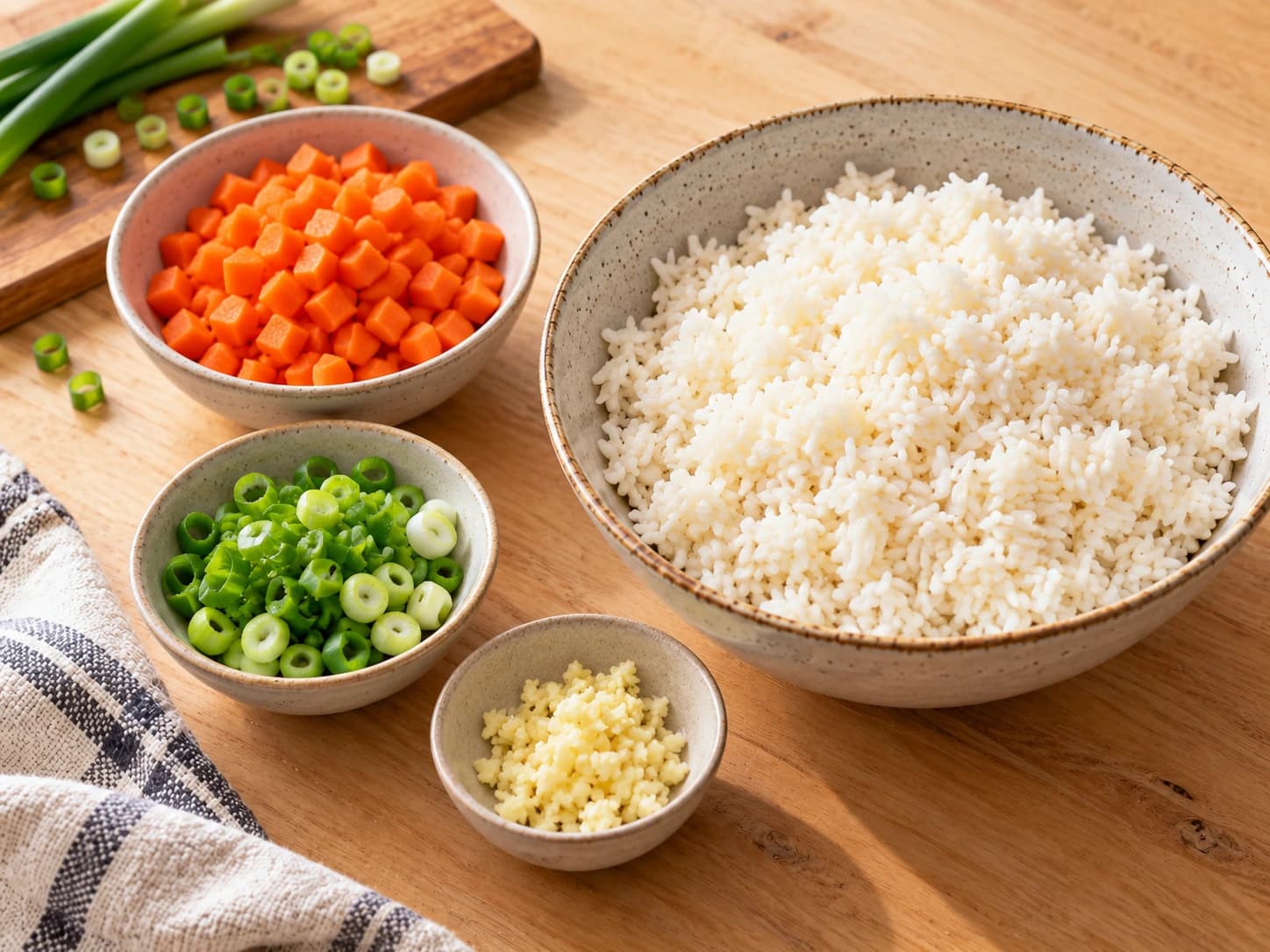 Vegetable Fried Rice: Prepare the ingredients