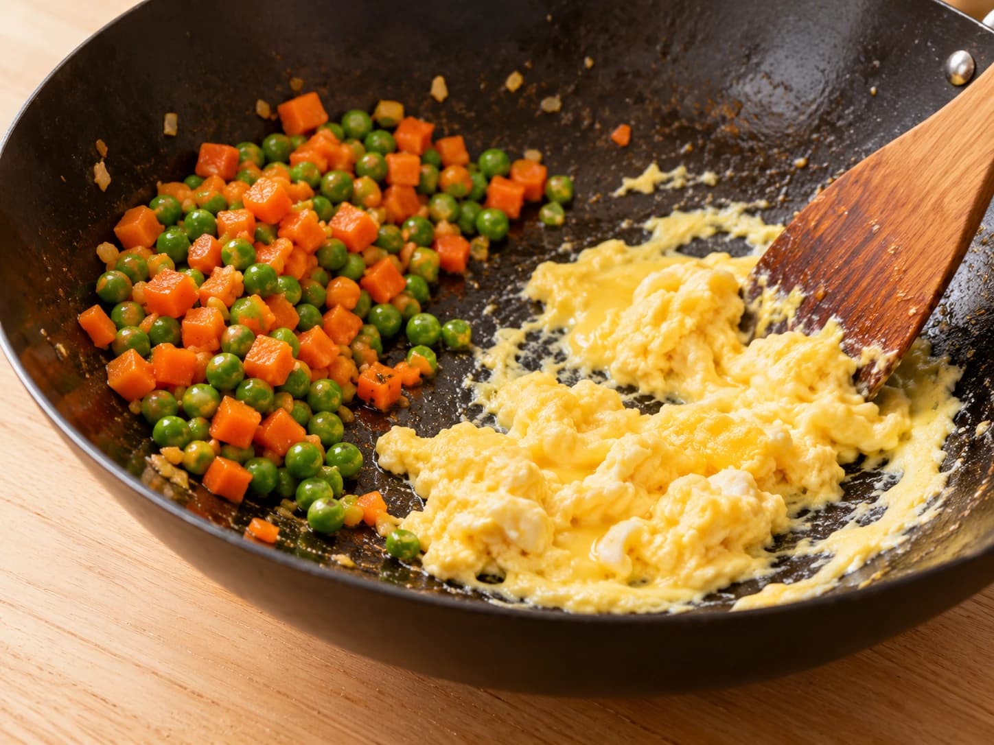 Vegetable Fried Rice: Add the egg