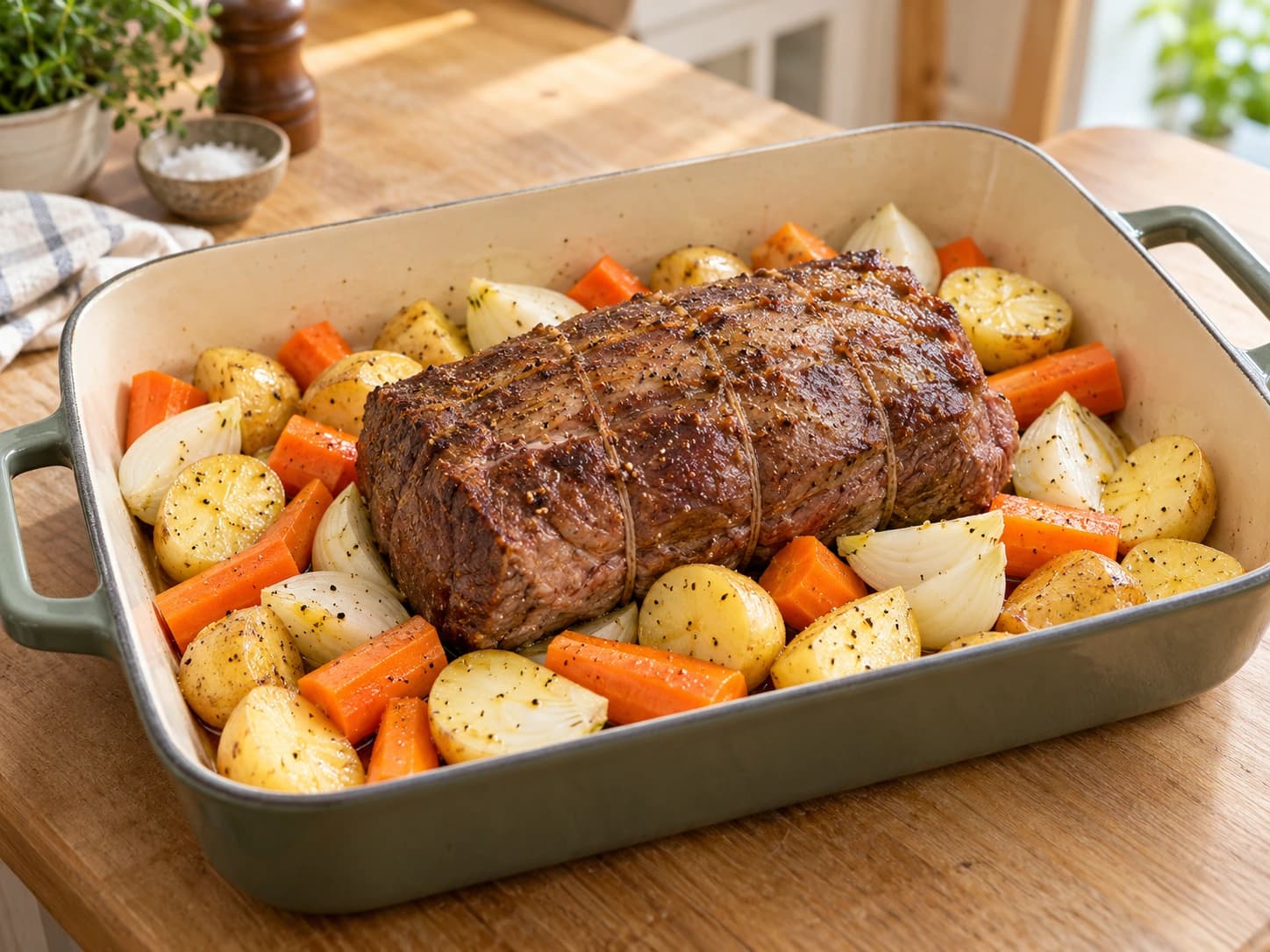 Rôti de bœuf au four aux pommes de terre et carottes: Préparer les légumes