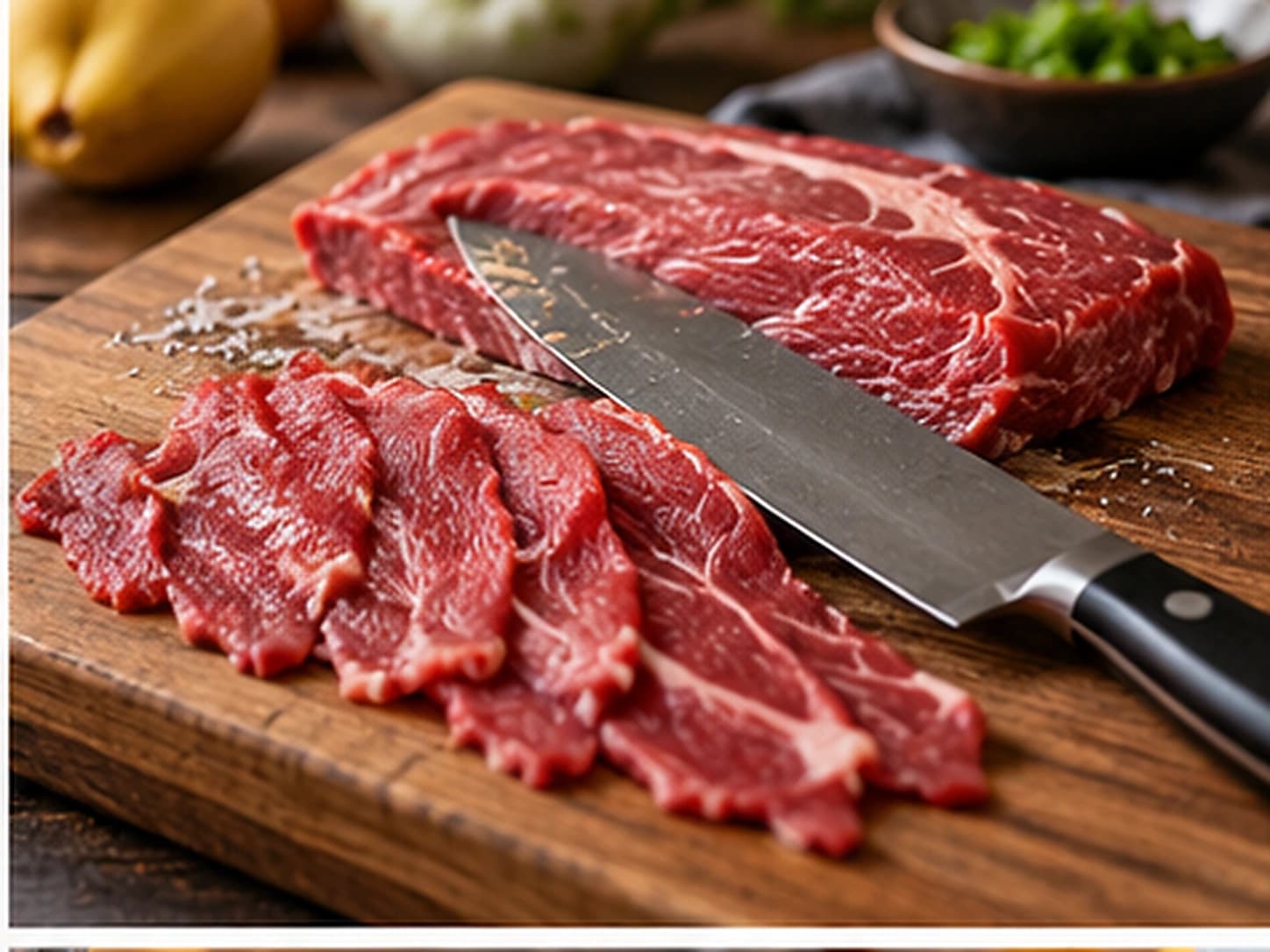 プルコギ（韓国風牛肉の甘辛炒め）: 肉を切る
