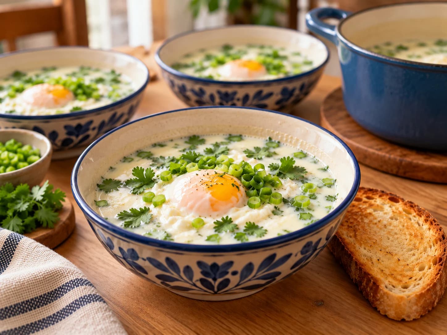 Changua: kolumbianische Eiersuppe mit Milch: Abschließen und servieren