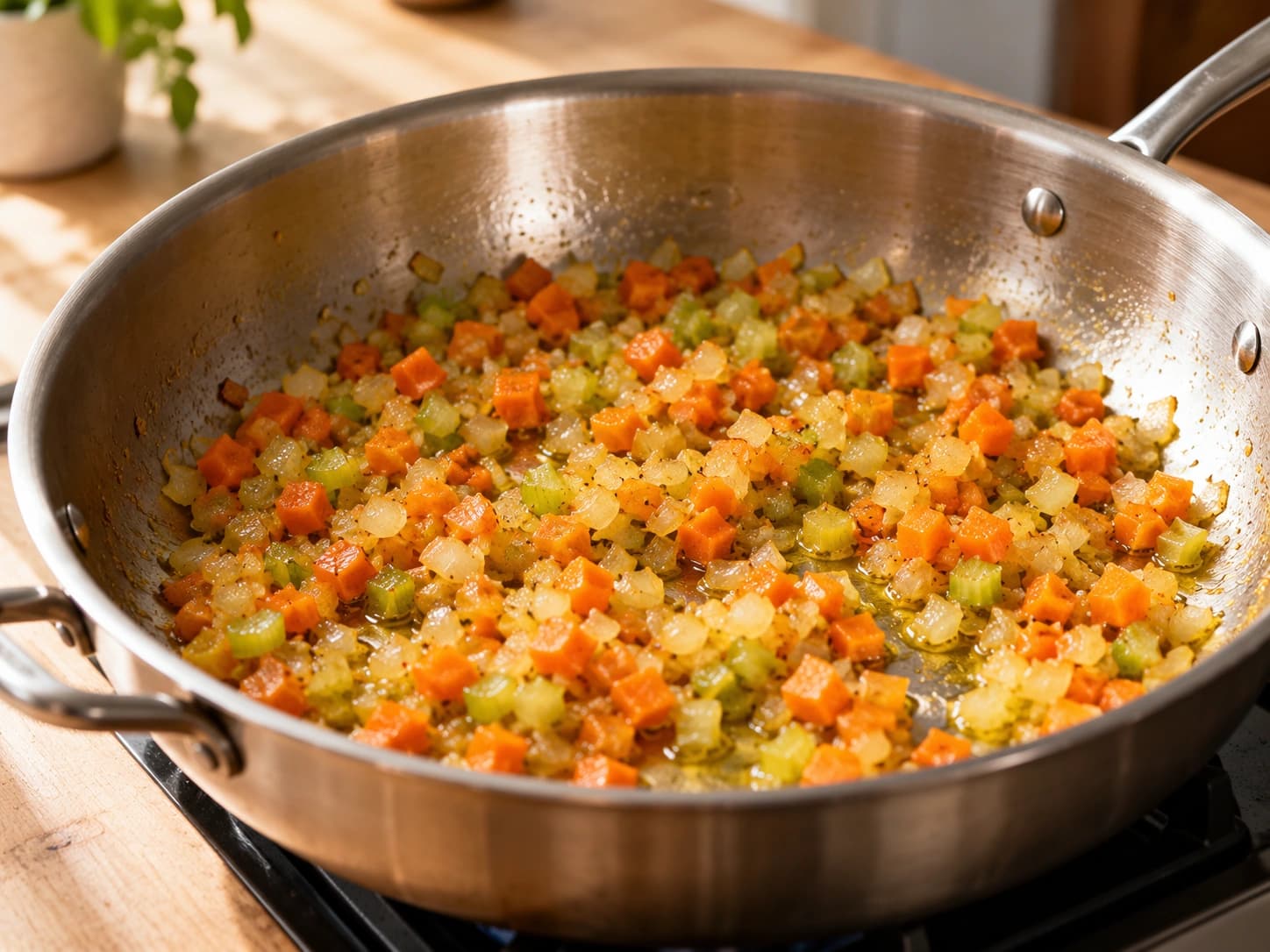 Bolognese Sauce: Sauté the vegetables