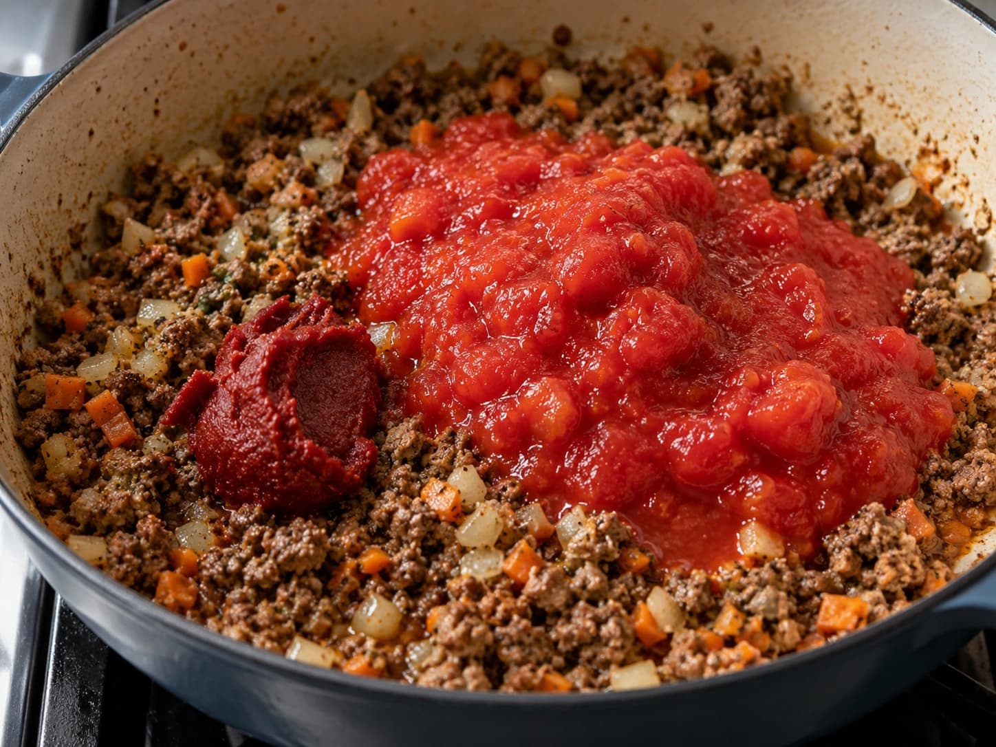 Bolognese Sauce: Add the tomato