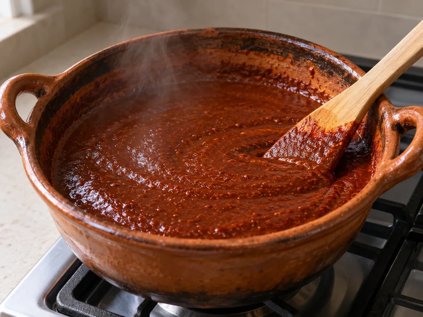 Schweinerippchen in roter Mole: Sauce kochen