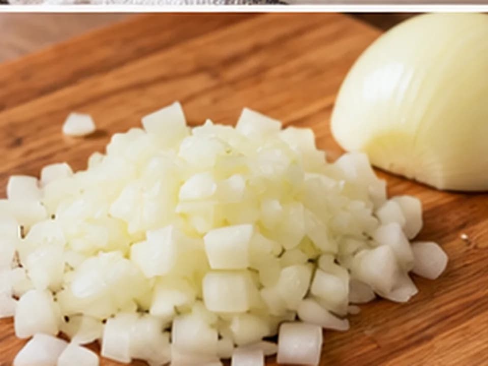 Brokkolicremesuppe: Zwiebel würfeln