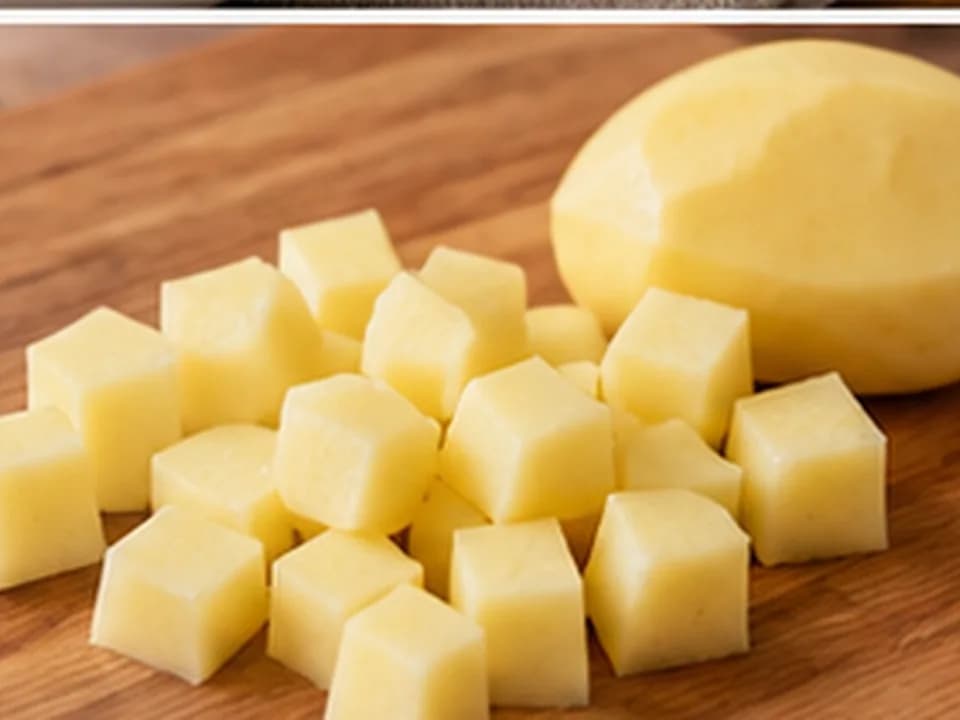 Brokkolicremesuppe: Kartoffel schneiden