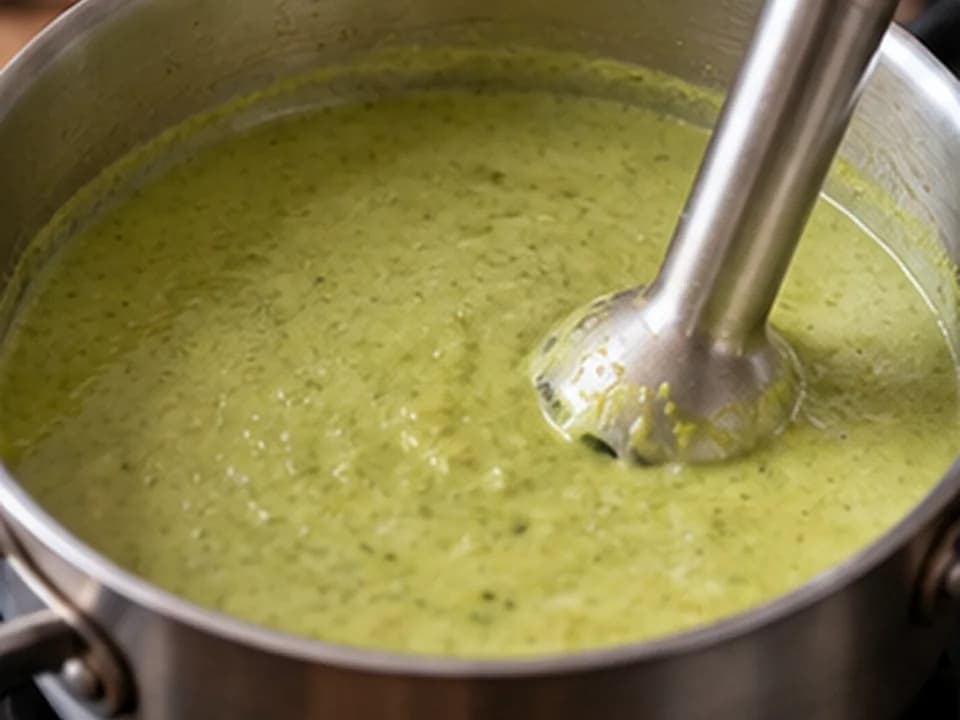 Brokkolicremesuppe: Suppe fein pürieren