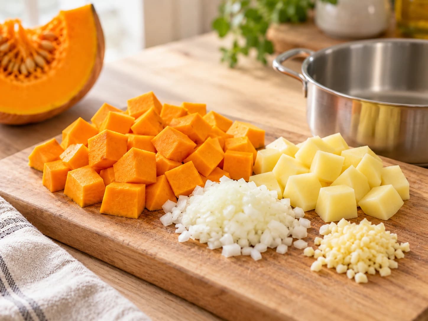 Pumpkin Soup: Prepare the vegetables
