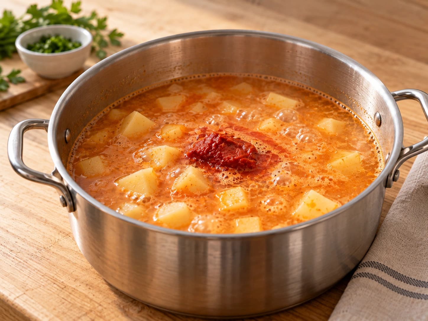 Garnelencremesuppe: Kartoffel garen