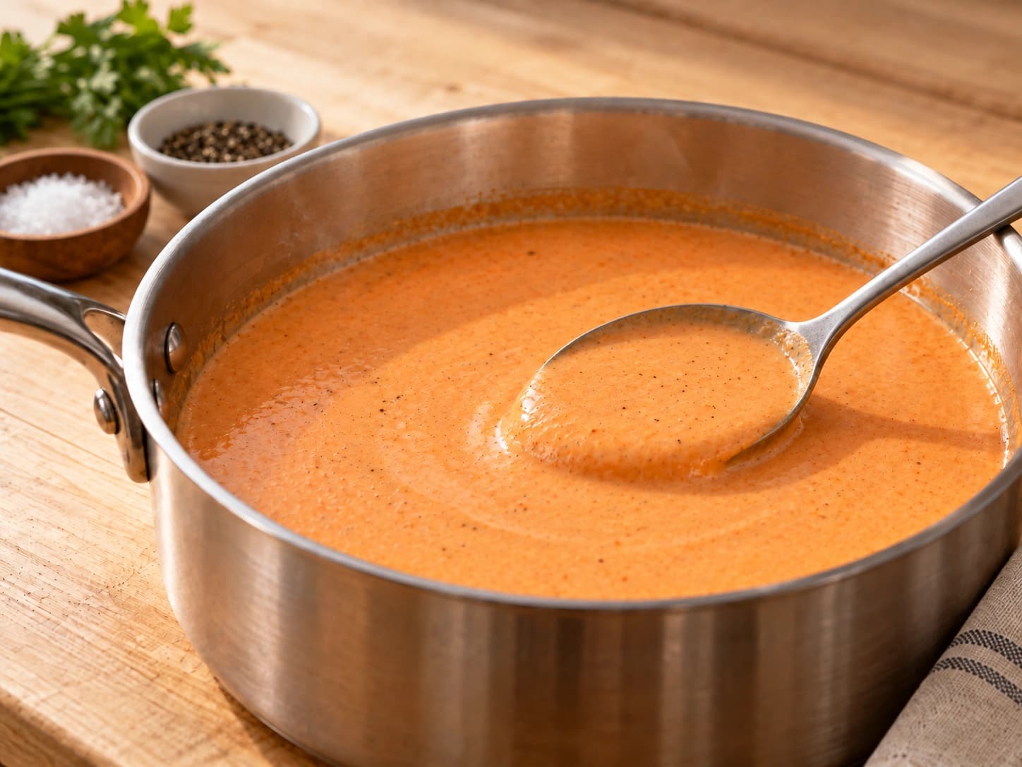 Garnelencremesuppe: Abschmecken