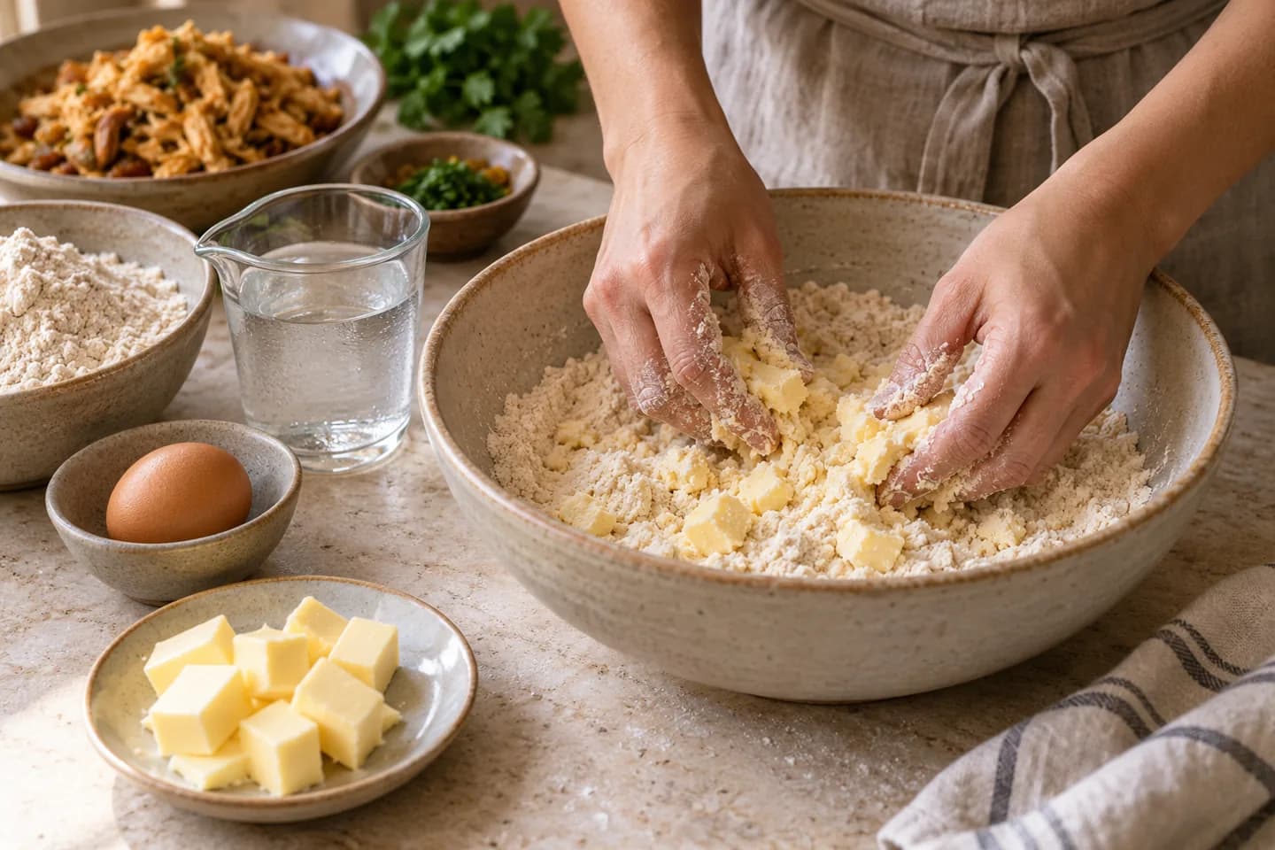 Pâte à empanadas avec beurre et farine.