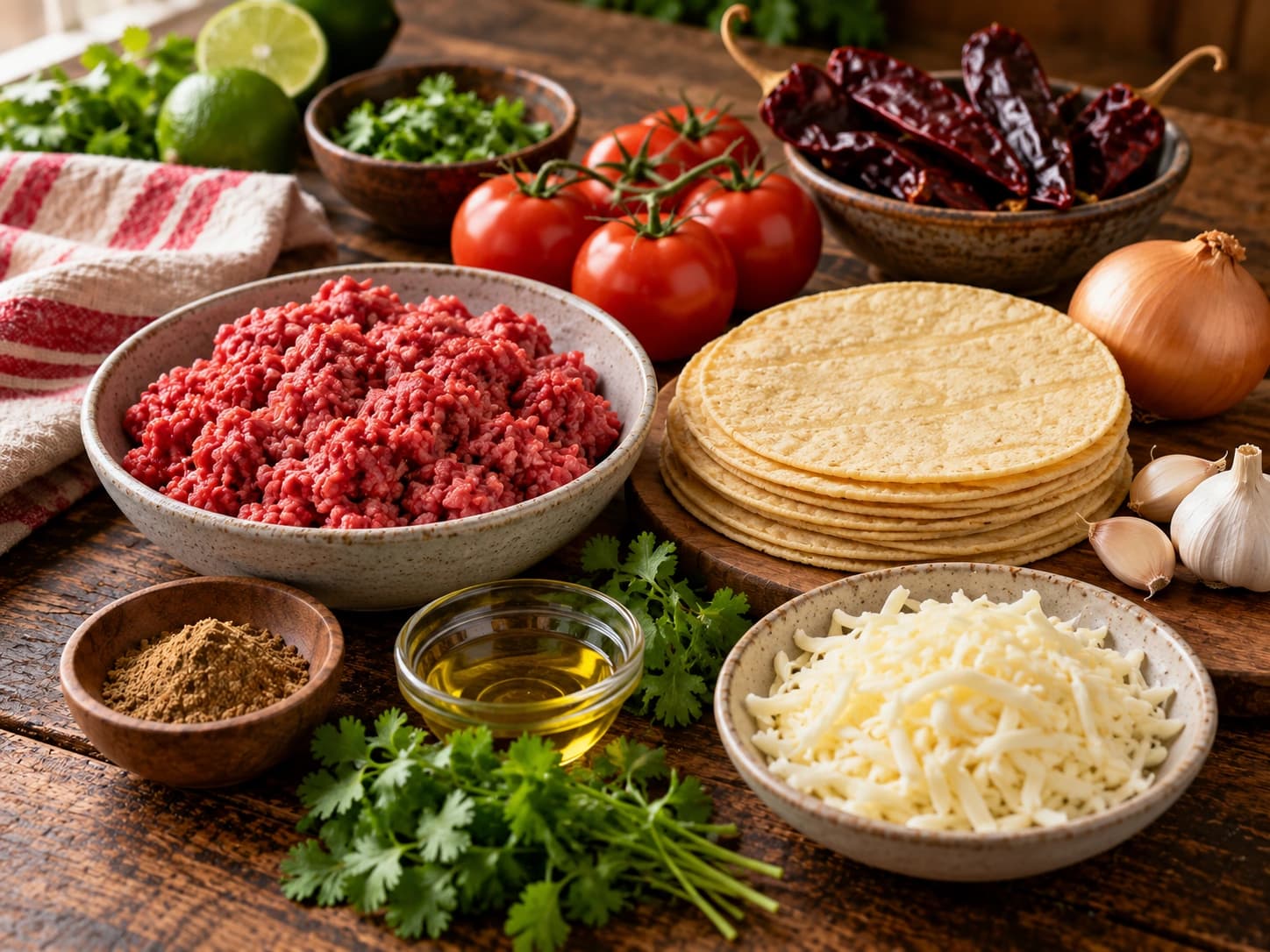 Enchiladas mit Hackfleisch und roter Chilisauce: Zutaten vorbereiten