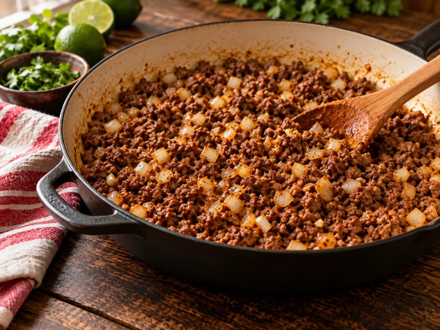 Enchiladas mit Hackfleisch und roter Chilisauce: Hackfleisch anbraten