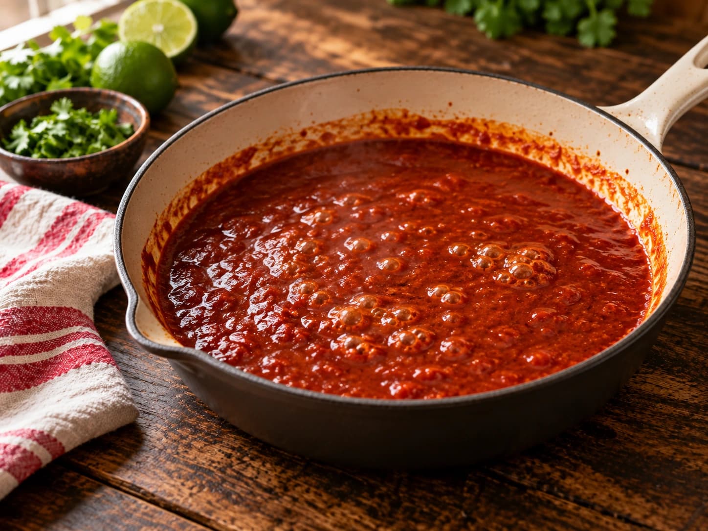 Enchiladas mit Hackfleisch und roter Chilisauce: Sauce einkochen