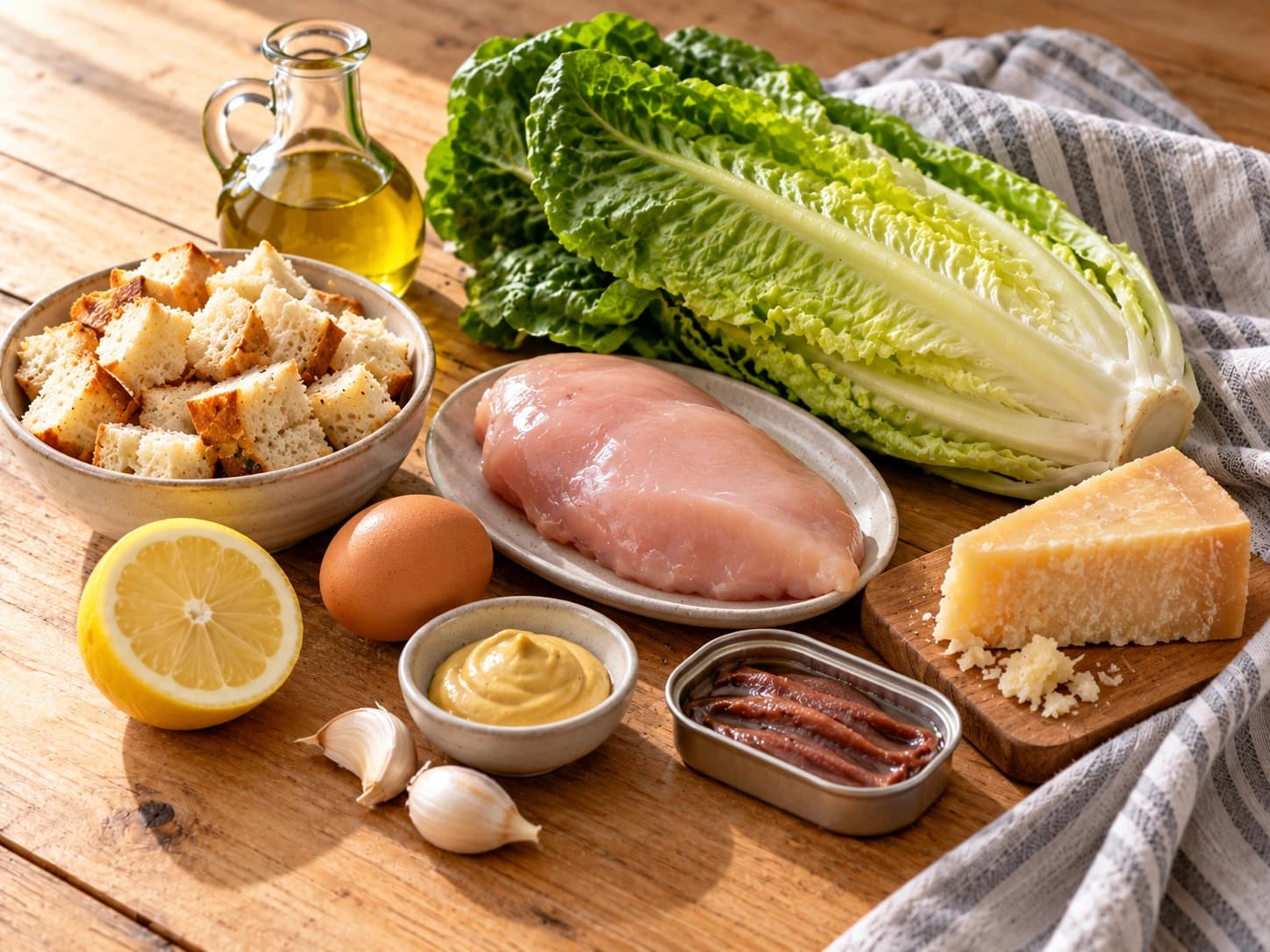 Salada Caesar com frango: Separe os ingredientes