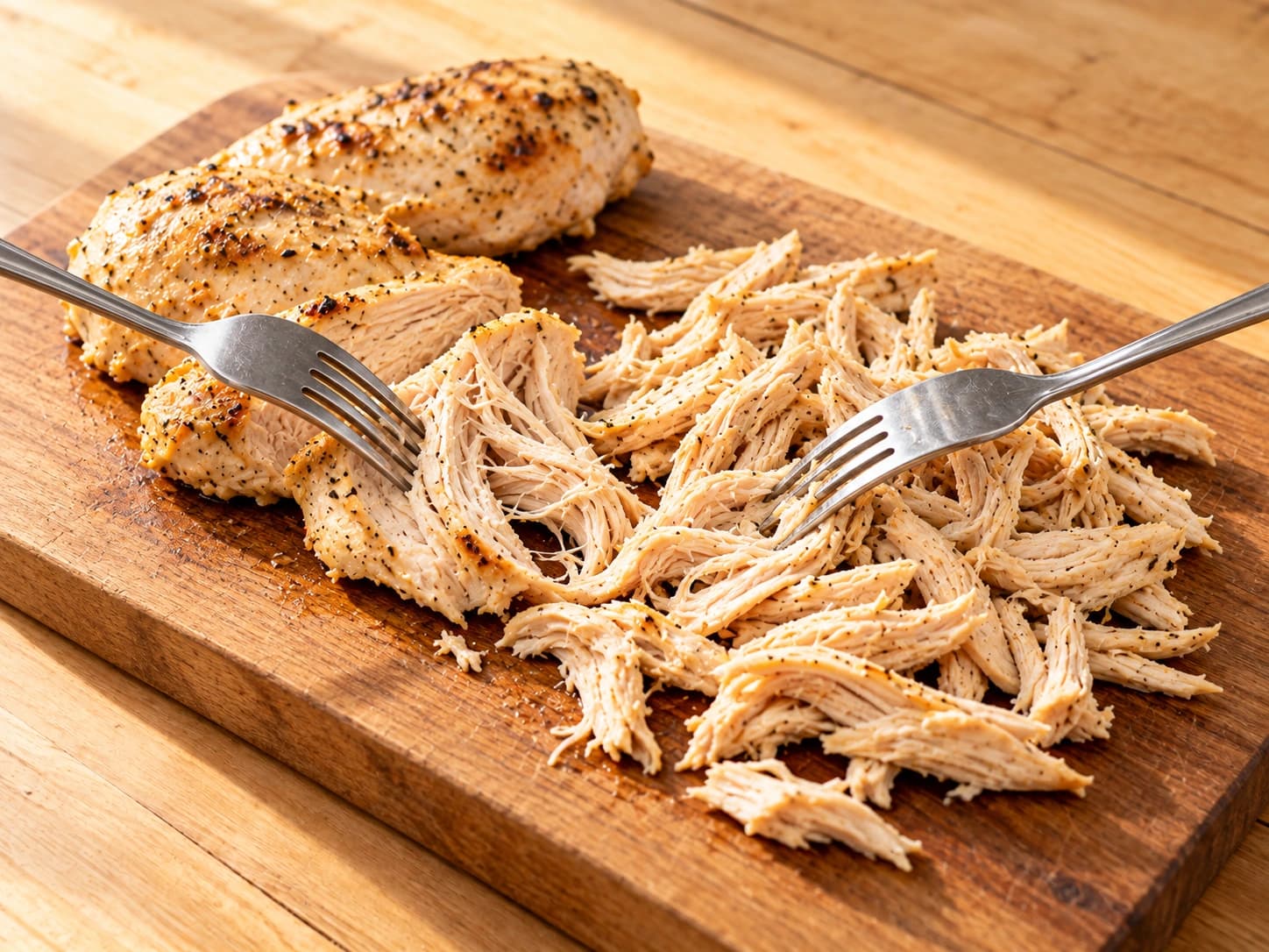 Salada de frango e abacate: Desfie o frango