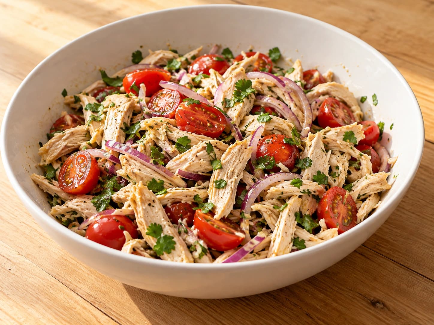 Salada de frango e abacate: Misture a salada