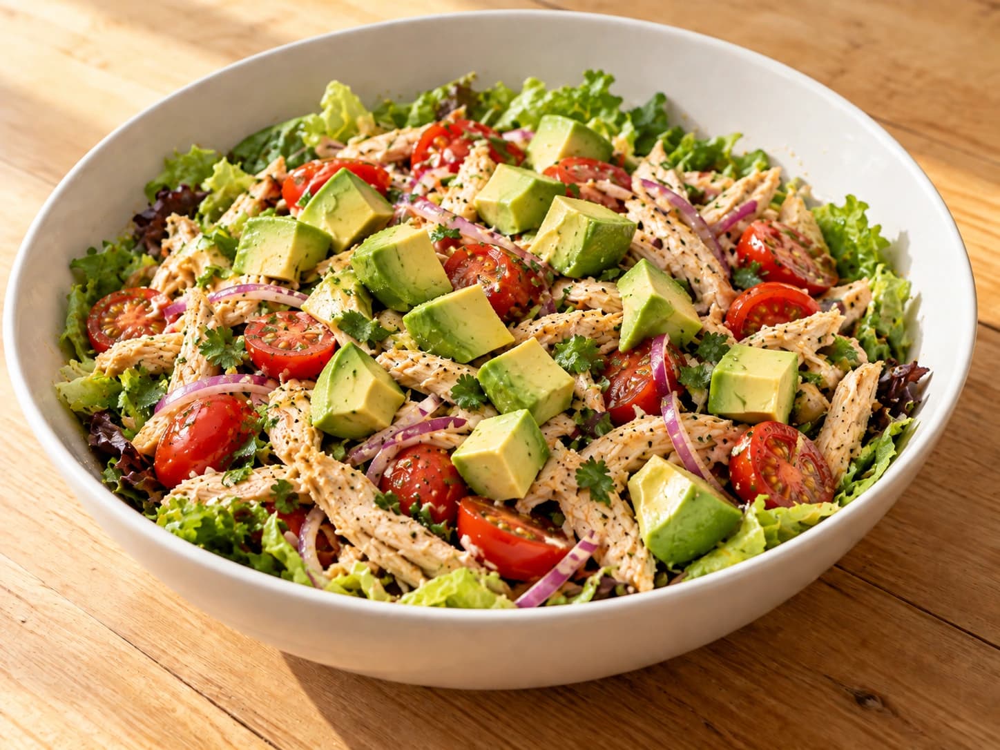 Salada de frango e abacate: Junte o abacate