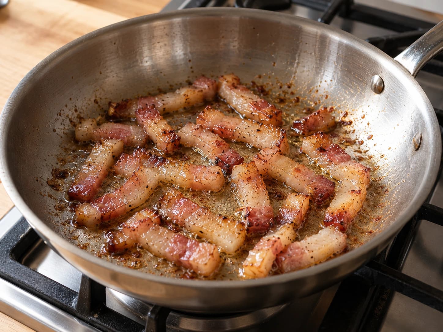 Spaghetti carbonara: Faire croustiller le guanciale