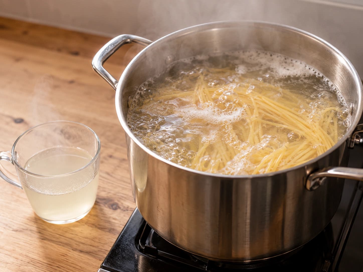 Spaghetti carbonara: Réserver de l’eau de cuisson