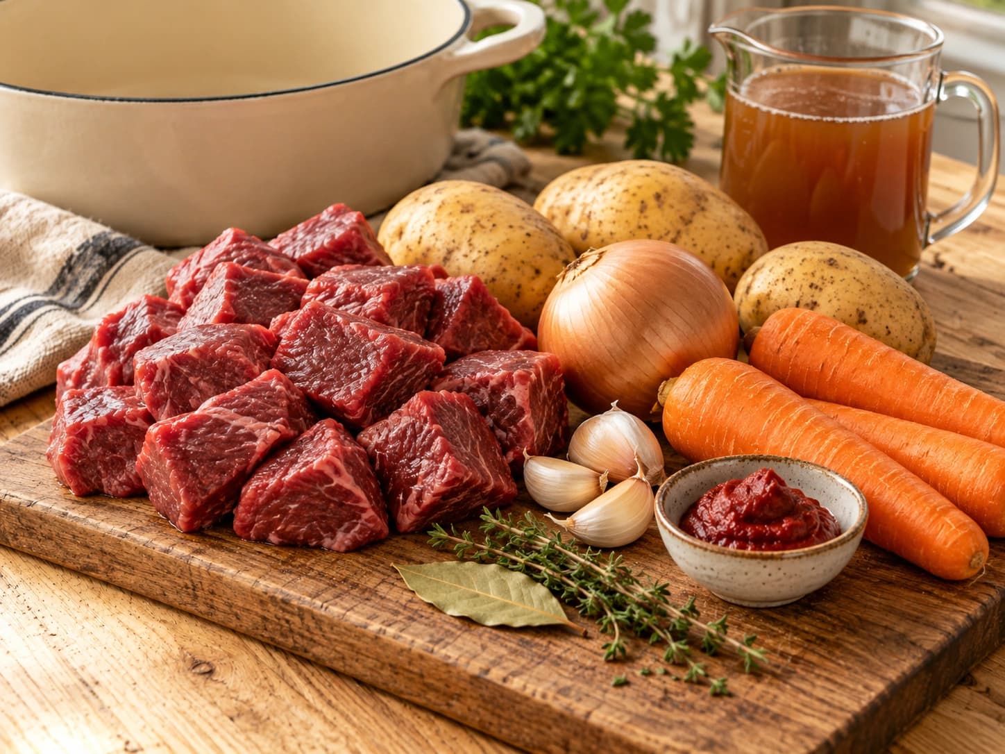 Ragoût de bœuf aux pommes de terre et carottes: Préparer les ingrédients
