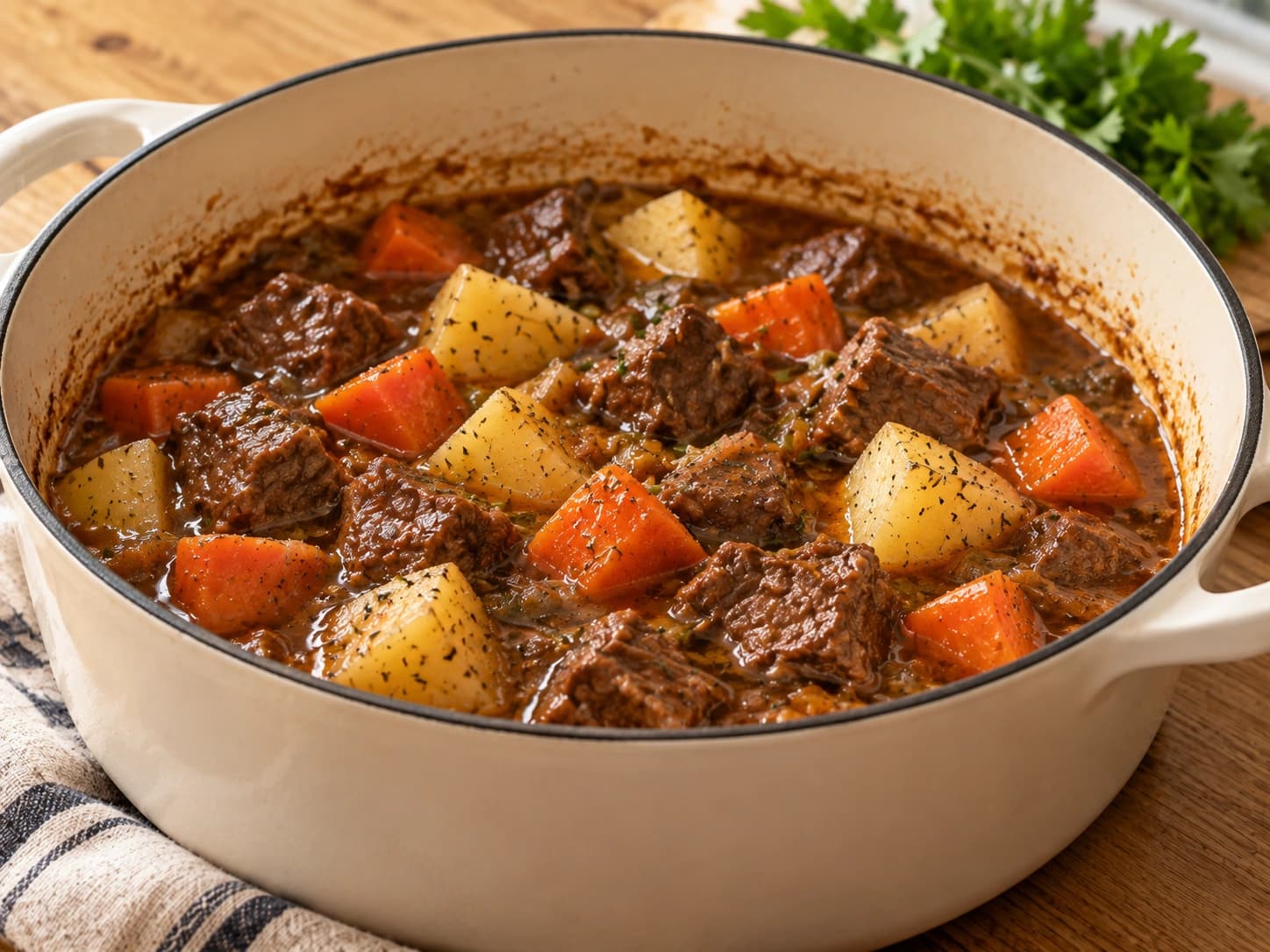 Ragoût de bœuf aux pommes de terre et carottes: Ajouter les légumes