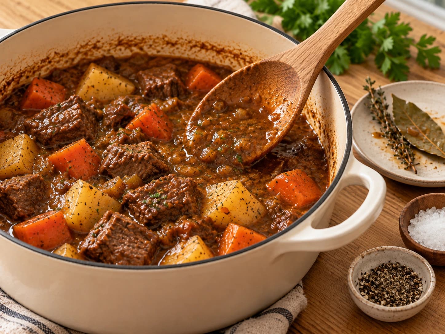 Ragoût de bœuf aux pommes de terre et carottes: Rectifier l'assaisonnement