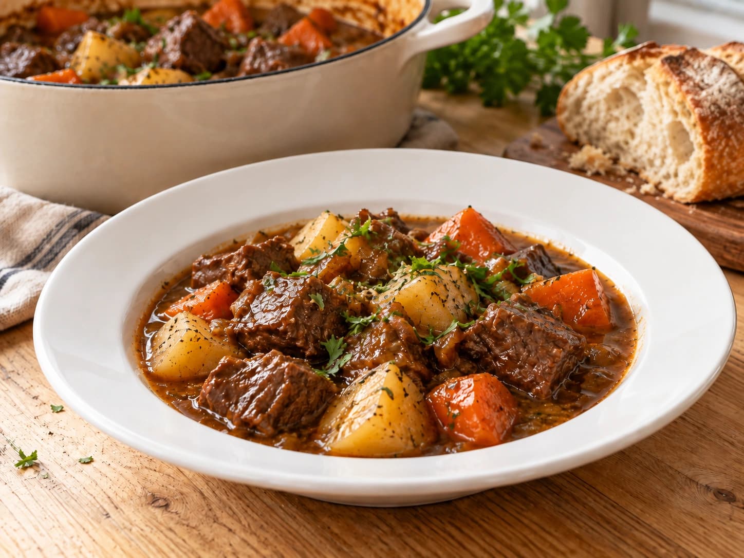 Ragoût de bœuf aux pommes de terre et carottes: Servir
