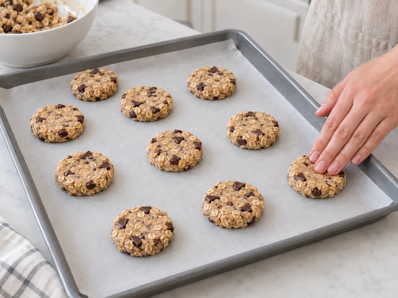 Biscuits à l’avoine et au chocolat noir: Formez vingt portions identiques