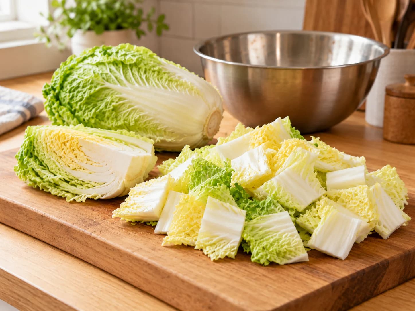 Kimchi selber machen: Kohl schneiden
