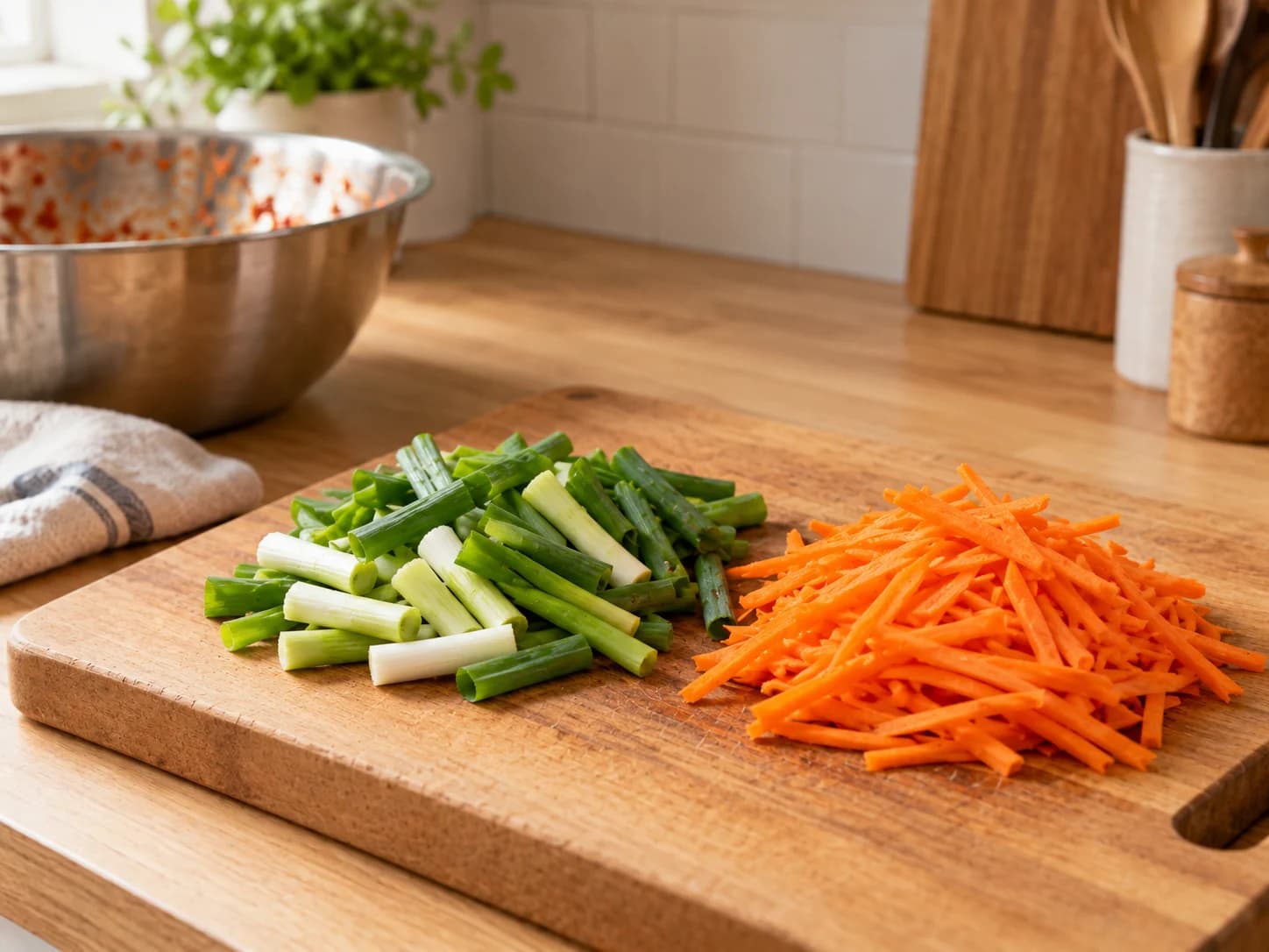 Kimchi selber machen: Gemüse schneiden