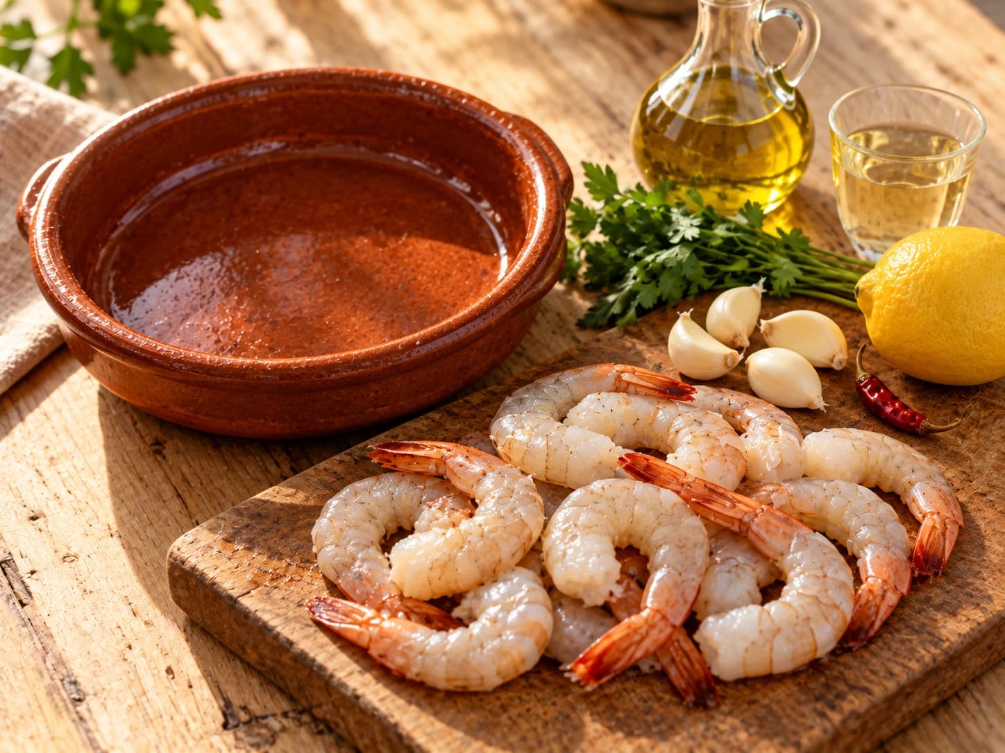 Garlic Prawns: Prepare the ingredients