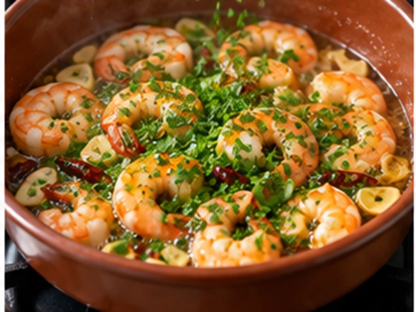 Garlic Prawns: Add the parsley