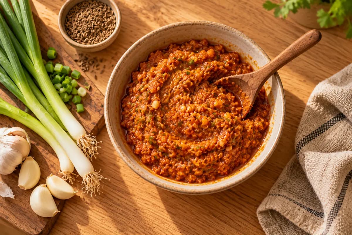 Pâte de marinade aux oignons verts, à l'ail, au cumin et à l'achiote