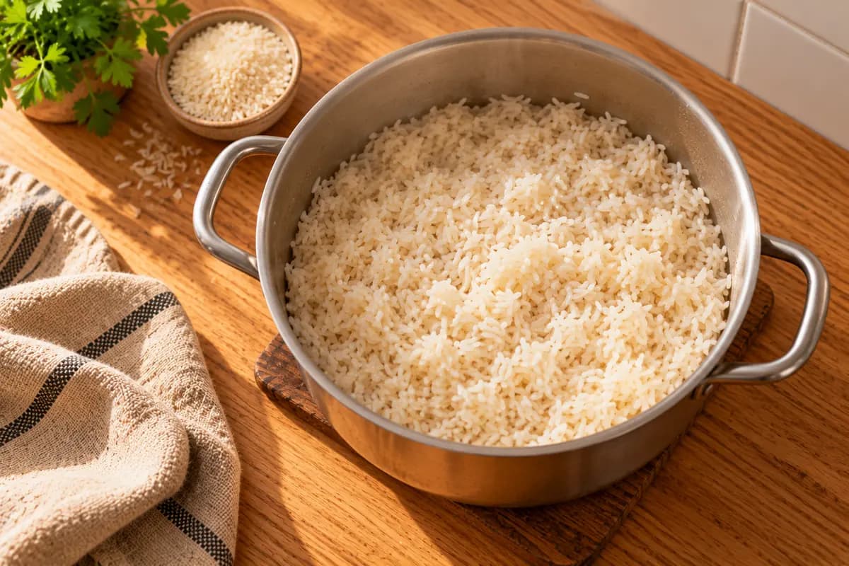 Riz cuit aux trois quarts, grain encore ferme