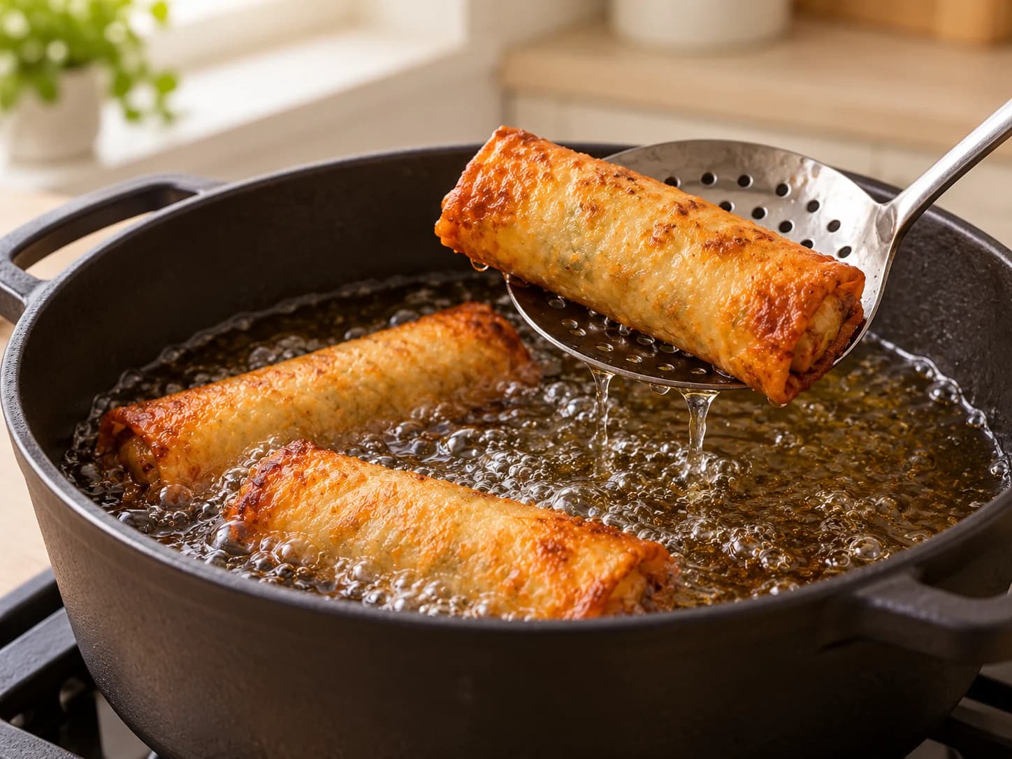Lumpia di verdure croccanti con salsa fatta in casa: Friggi in più riprese